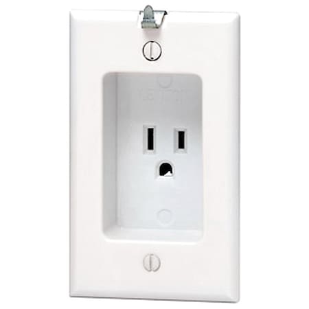 Straight Blade Receptacle, 5-15R, 15 A, 125V AC, 2 Pole, 3 Wire, Flush Mount, Grounded MPN:688-W