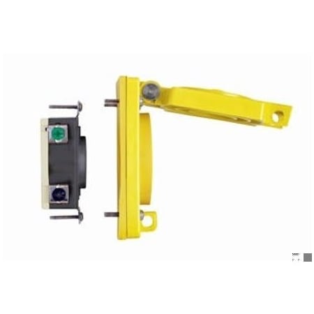 Watertight Locking Receptacle, L16-30R, 30 A, 480V AC, Three Phase, 3 Pole, Flush Mount, Yellow MPN:69W76