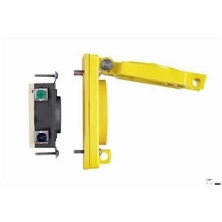 Watertight Locking Receptacle, L17-30R, 30 A, 600V AC, Three Phase, 3 Pole, Flush Mount, Yellow MPN:69W77