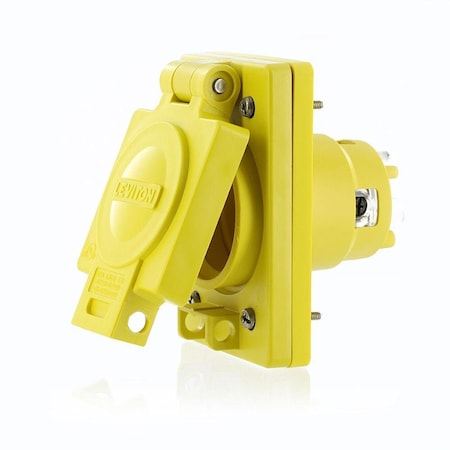Locking Receptacle, L21-30R, 30 A, Three Phase, 4 Pole, Flush Mount, Screw Terminals, Yellow MPN:69W81