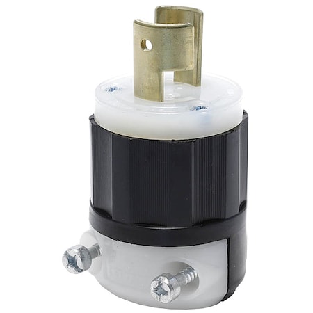 Locking Plug, L2-20P, 20 A, 250V AC, Single Phase, 2 Pole, Screw Terminals, Black, White MPN:7102-C