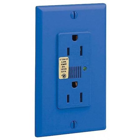 Straight Blade Receptacle, 5-15R, 15 A, 125V AC, 2 Pole, 3 Wire, Flush Mount, Single, Blue MPN:7280-B