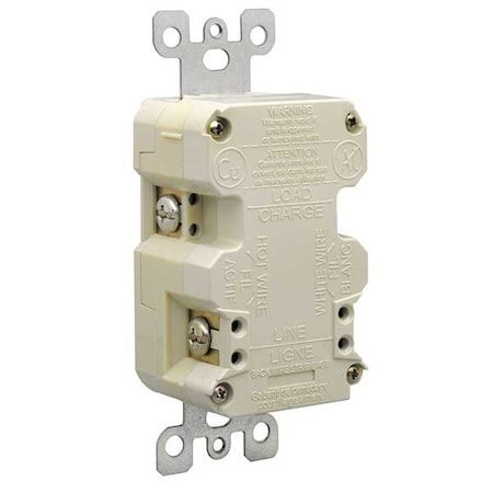 Straight Blade Receptacle, 5-15R, 15 A, 125V AC, 2 Pole, 3 Wire, Flush Mount, Single, Ivory MPN:7280-I