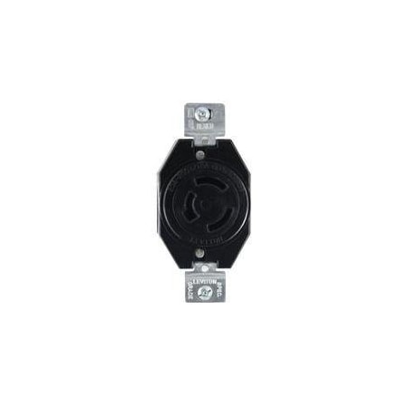 Flanged Locking Receptacle, Non-NEMA, 20 A, 125/250V AC, Single Phase, 3 Pole, Flush Mount, Black MPN:7310-BG
