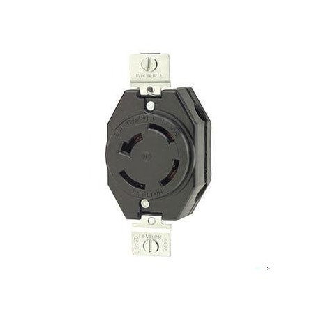 Flanged Locking Receptacle, Non-NEMA, 20 A, 120/208V AC, Three Phase, 4 Pole, Flush Mount, Black MPN:7410-B