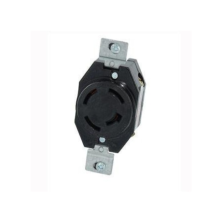Flanged Locking Receptacle, Non-NEMA, 20 A, 120/208V AC, Three Phase, 4 Pole, Flush Mount, Black MPN:7410-BG