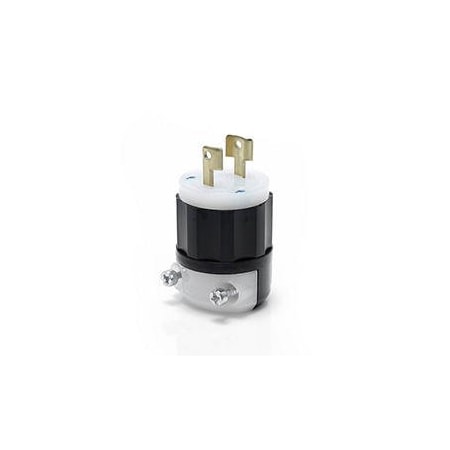 Locking Plug, L1-15P, 15 A, 125V AC, 2 Pole, Screw Terminals, Black, White MPN:7545-C