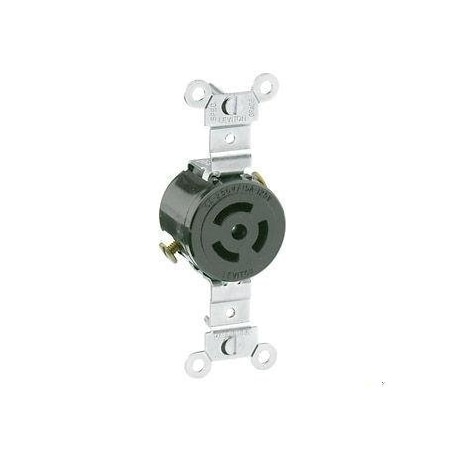 Locking Receptacle, Non-NEMA, 10/15 A, 125/250V AC, Single Phase, 3 Pole, Flush Mount, Black MPN:7582