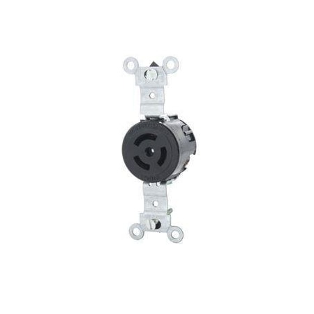 Locking Receptacle, Non-NEMA, 10/15 A, 125/250V AC, Single Phase, 2 Pole, Flush Mount, Black MPN:7582-G