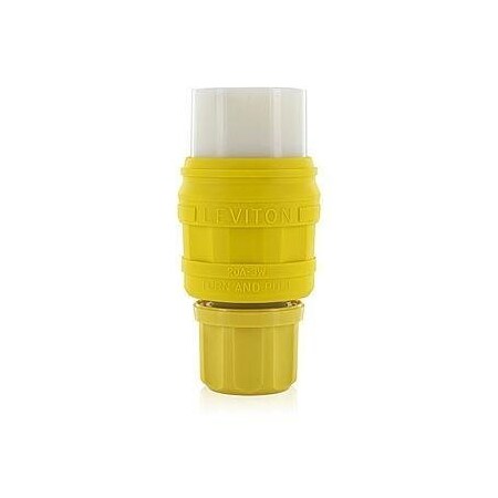 Watertight Straight Blade Connector, 6-20R, 20 A, 250V AC, 2 Pole, 3 Wire, Screw Terminals, Yellow MPN:79W48-C