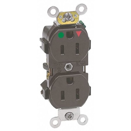 Straight Blade Receptacle, 5-15R, 15 A, 125V AC, 2 Pole, 3 Wire, Flush Mount, Isolated Ground MPN:8200-IGB