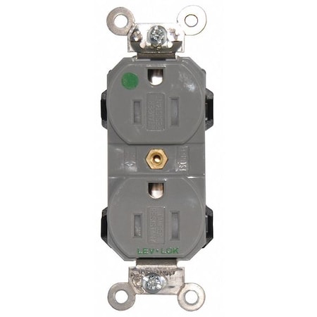 Straight Blade Receptacle, 5-15R, 15 A, 125V AC, 2 Pole, 3 Wire, Flush Mount, Single, Gray MPN:8200-SGG