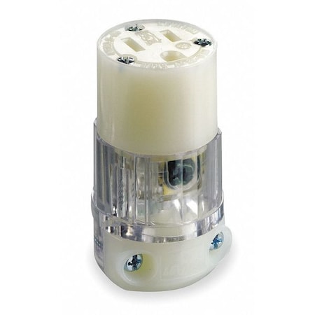 Straight Blade Connector, 5-15R, 15 A, 125V AC, 2 Pole, 3 Wire, Screw Terminals, Clear, White MPN:8219-PLC