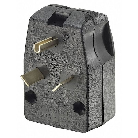 Straight Blade Plug, TT-30P, 30 A, 125V AC, 2 Pole, Screw Terminals, Grounded MPN:830-E