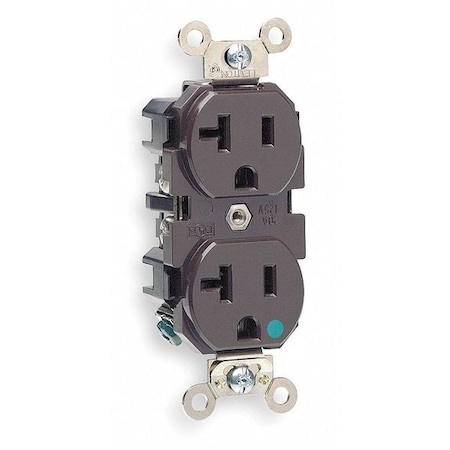 Duplex Straight Blade Receptacle, 5-20R, 20 A, 125V AC, 2 Pole, 3 Wire, Flush Mount, Grounded MPN:8300