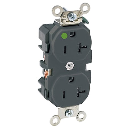 Straight Blade Receptacle, 5-20R, 20 A, 125V AC, 2 Pole, 3 Wire, Flush Mount, Single, Black MPN:8300-E