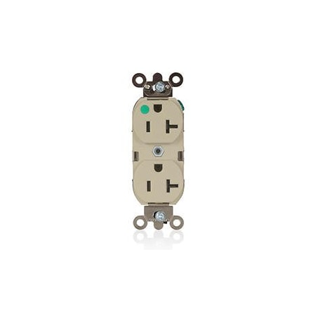Straight Blade Receptacle, 5-20R, 20 A, 125V AC, 2 Pole, 3 Wire, Flush Mount, Single, Ivory MPN:8300-HLI