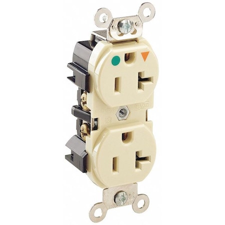 Straight Blade Receptacle, 5-20R, 20 A, 125V AC, 2 Pole, 3 Wire, Flush Mount, Single, Ivory MPN:8300-IGI