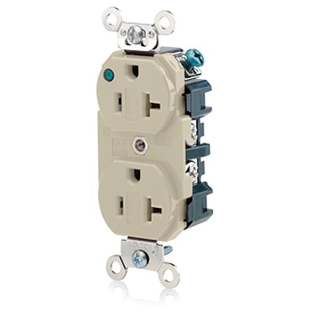 Straight Blade Receptacle, 5-20R, 20 A, 125V AC, 2 Pole, 3 Wire, Flush Mount, Self-Grounded MPN:8300-PLI