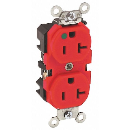 Straight Blade Receptacle, 5-20R, 20 A, 125V AC, 2 Pole, 3 Wire, Flush Mount, Single, Red MPN:8300-R
