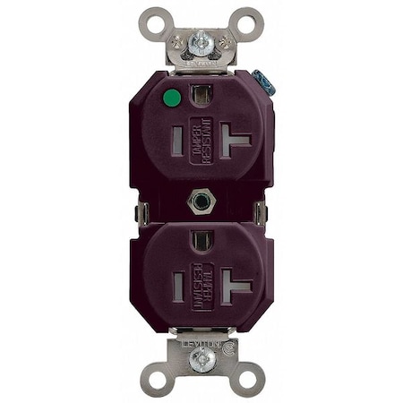 Straight Blade Receptacle, 5-20R, 20 A, 125V AC, 2 Pole, 3 Wire, Flush Mount, Single, Brown MPN:8300-SG