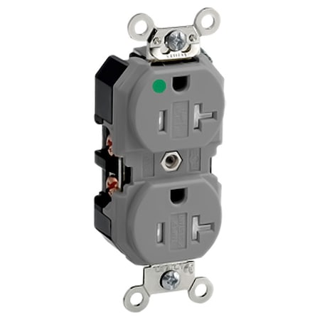 Straight Blade Receptacle, 5-20R, 20 A, 125V AC, 2 Pole, 3 Wire, Flush Mount, Self-Grounded MPN:8300-SGG