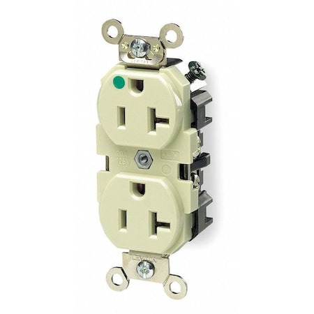 Straight Blade Receptacle, 5-20R, 20 A, 125V AC, 2 Pole, 3 Wire, Flush Mount, Single, Ivory MPN:8300-SGI