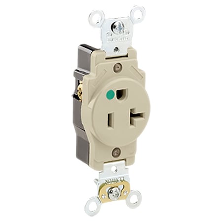 Straight Blade Receptacle, 5-20R, 20 A, 125V AC, 2 Pole, 3 Wire, Flush Mount, Self-Grounded MPN:8310-I