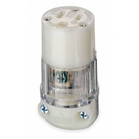 Straight Blade Connector, 5-20R, 20 A, 125V AC, 2 Pole, 3 Wire, Screw Terminals, Clear, White MPN:8319-PLC