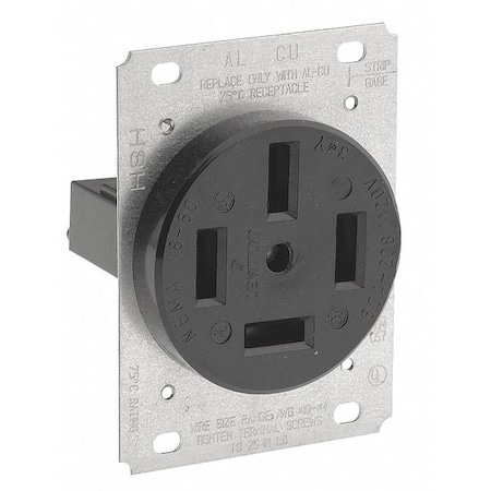 Straight Blade Receptacle, 18-60R, 60 A, 120/208V AC, 4 Pole, 4 Wire, Flush Mount, Non-Grounded MPN:8360