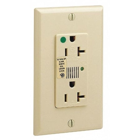 Straight Blade Receptacle, 5-20R, 20 A, 125V AC, 2 Pole, 3 Wire, Flush Mount, Single, Ivory MPN:8380-I