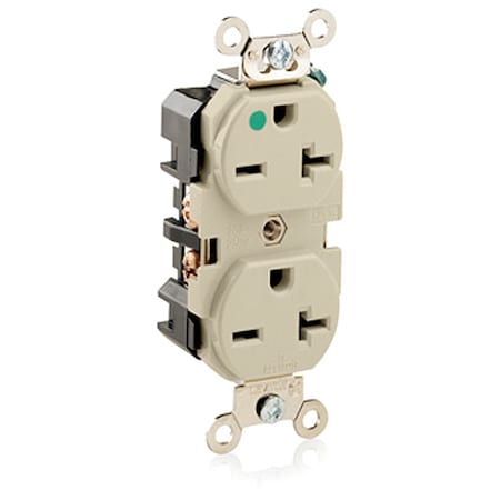 Straight Blade Receptacle, 6-20R, 20 A, 250V AC, 2 Pole, 3 Wire, Flush Mount, Grounded MPN:8400-I