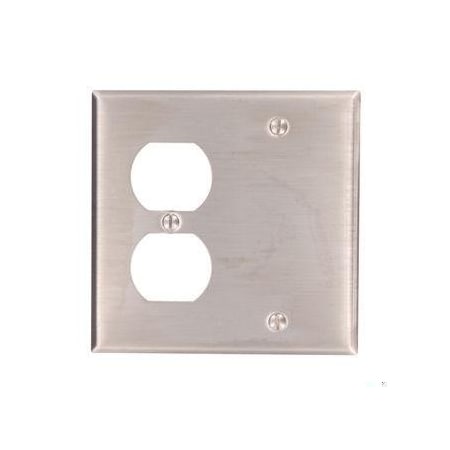 Combination Wall Plate, Number of Gangs: 2 Stainless Steel, Silver MPN:84008-40