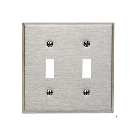 Toggle Switch Wall Plate, Number of Gangs: 2 Stainless Steel, Silver MPN:84009