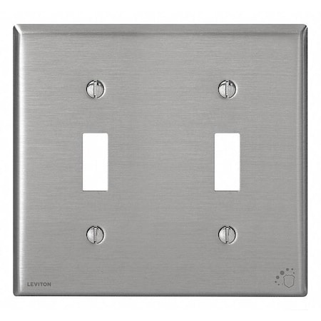 Toggle Switch Wall Plate, 2 Gang, Gray MPN:84009-A40