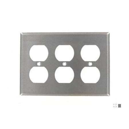 Receptacle Wall Plate, Number of Gangs: 3 Stainless Steel, Silver MPN:84030-40