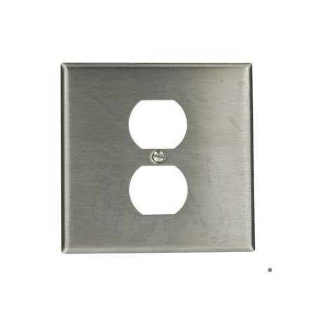 Centered Opening Wall Plate, Number of Gangs: 2 Stainless Steel, Silver MPN:84039-40