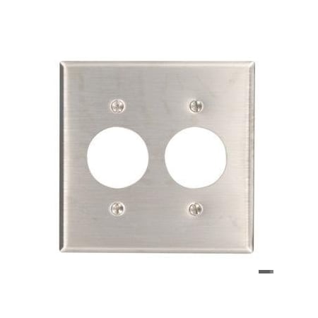 Receptacle Wall Plate, Number of Gangs: 2 Stainless Steel, Silver MPN:84052-40