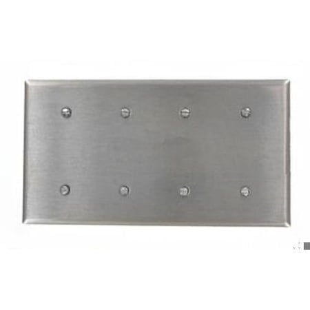 Blank Wall Plate, Number of Gangs: 4 Stainless Steel, Silver MPN:84057-40
