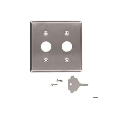Key Lock Switch Wallplate, Number of Gangs: 2 Stainless Steel, Satin Finish, Silver MPN:84072-40