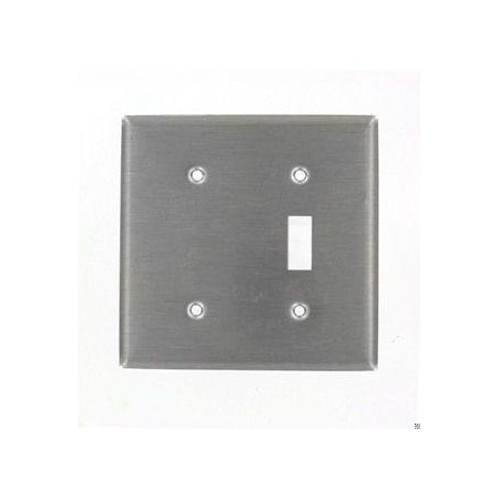 Combination Wall Plate, Number of Gangs: 2 Stainless Steel, Silver MPN:84077-40