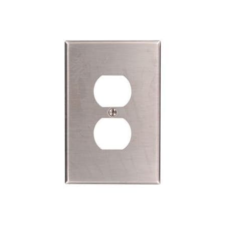 Receptacle Wall Plate, Number of Gangs: 1 Stainless Steel, Silver MPN:84103-40