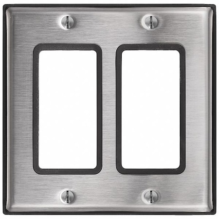 Decora Device Wall Plate, Number of Gangs: 2 Stainless Steel, Not Applicable Finish, Silver MPN:84409-G40