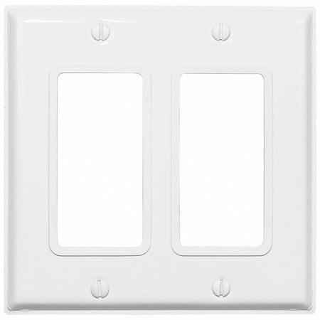 Decora Device Wall Plate, Number of Gangs: 2 Stainless Steel, Powder Coated Finish, White MPN:84409-G4W
