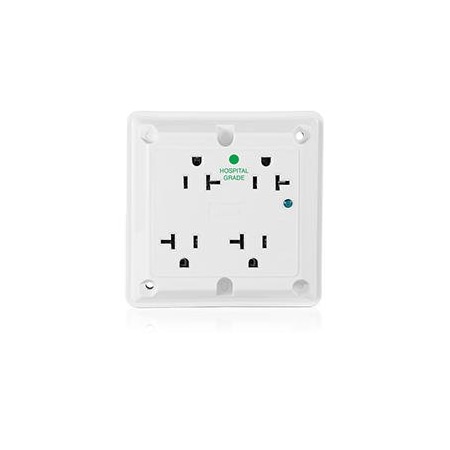 Quad Straight Blade Receptacle, 5-20R, 20 A, 125V AC, 2 Pole, 3 Wire, Flush Mount, Grounded MPN:8490-W