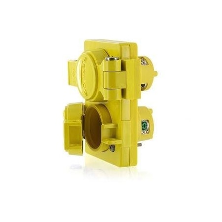 Watertight Duplex Receptacle, L7-15R, 15 A, 277V AC, 2 Pole, Screw Terminals, Yellow MPN:85W34-D