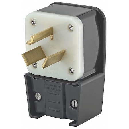 Straight Blade Plug, 10-30P, 30 A, 125/250V AC, 3 Pole, Screw Terminals, Non-Grounded MPN:9332-P