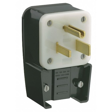 Straight Blade Plug, 6-50P, 50 A, 250V AC, 2 Pole, Screw Terminals, Grounded MPN:9650-P