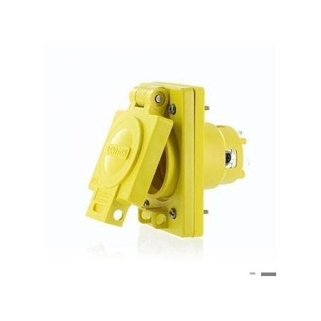 Locking Inlet, L16-30R, 30 A, Three Phase, 3 Pole, Screw Terminals, Yellow MPN:99W76-S