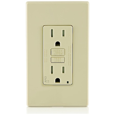 Straight Blade Receptacle, 5-15R, 15 A, 125V AC, 2 Pole, 3 Wire, Flush Mount, Single, Ivory MPN:AFTR1-I